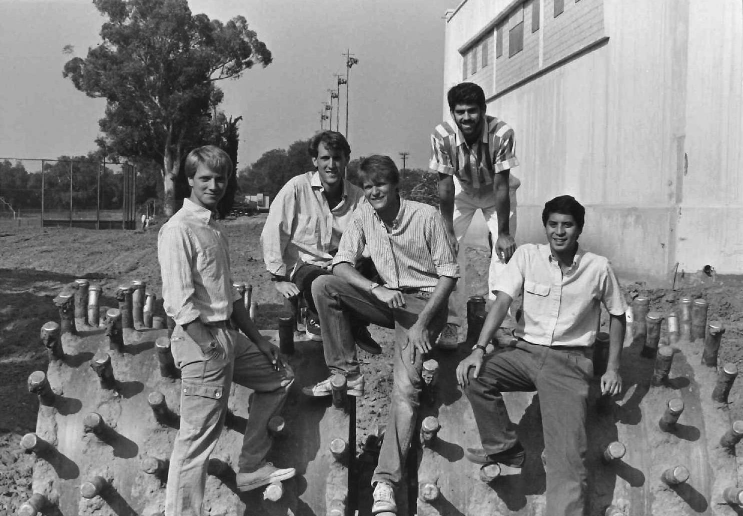 Strom at Pomona College Rains center with friends, 1988